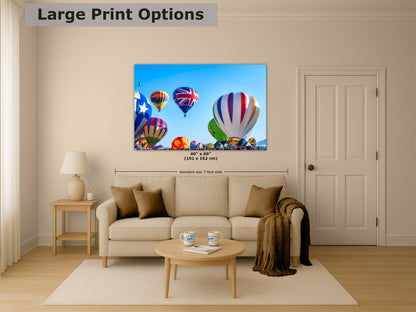 Union Jack Hot Air Balloon Festival Mass Ascension, Albuquerque New Mexico Balloon Fiesta Wall Art, Office, Cubicle & House Decor