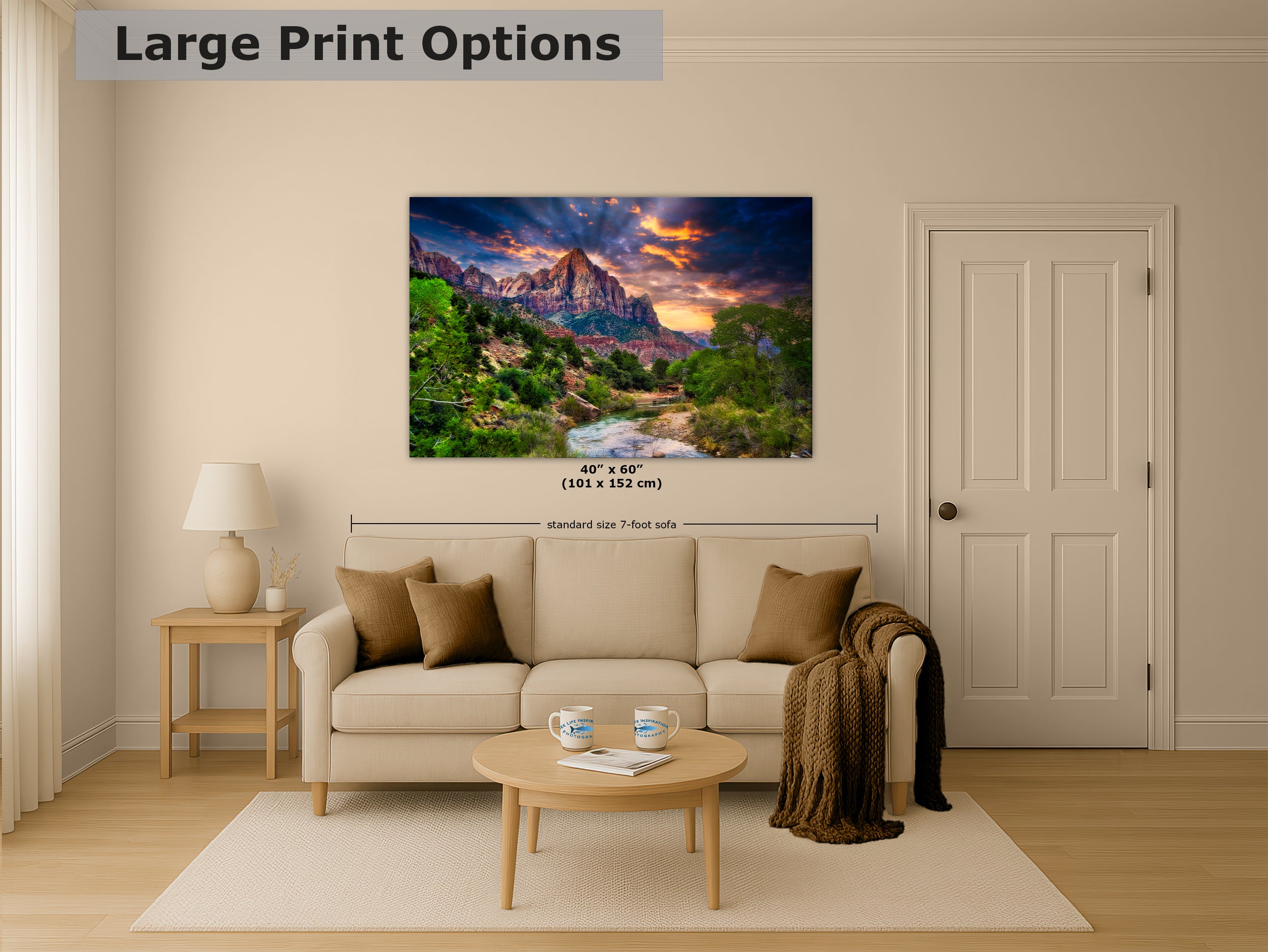 Zion National Park Art, Watchman Mountain Southwestern Desert Picture