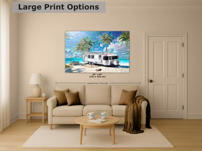 Airstream Travel Trailer Art at a Tropical Ocean Paradise Campsite