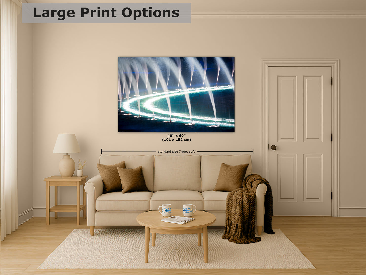 Bellagio Las Vegas Water Picture, Relaxation Artwork, Night Water Display Wall Decor, Ethereal Cityscape Photography