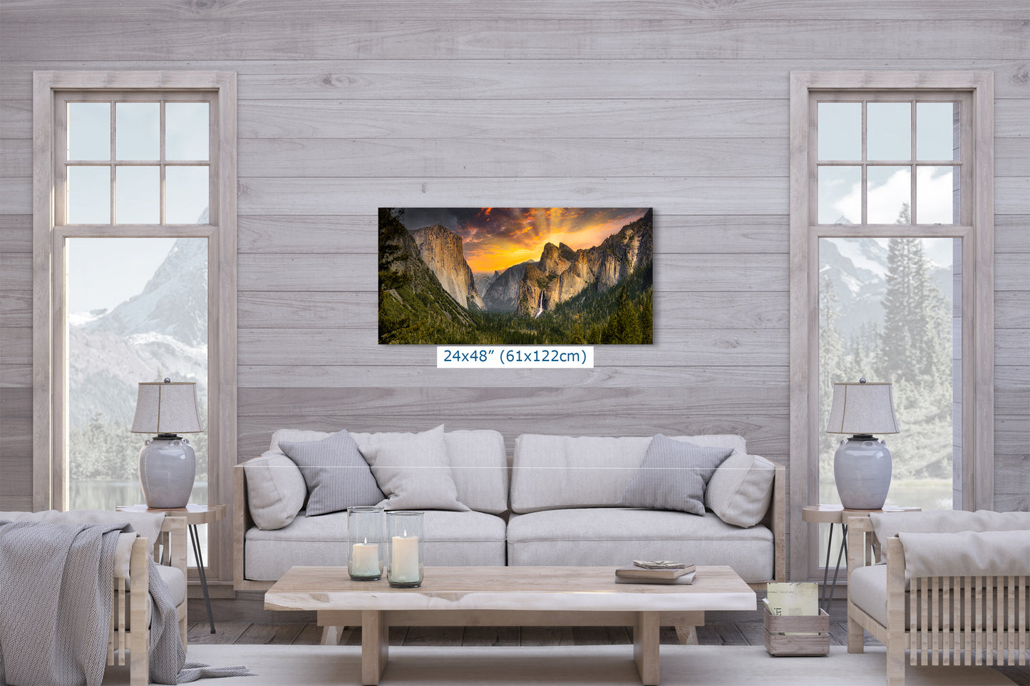 Tunnel View Yosemite National Park Mountain Picture Nature Photo Relaxation Artwork for Mediation, Office, & House Decor