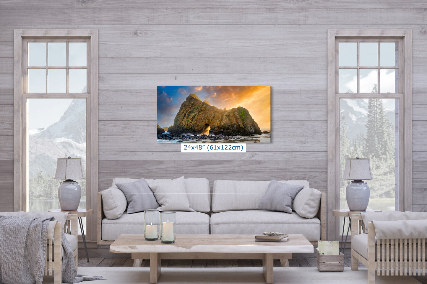 Pfeiffer Beach Big Sur California Coastline Ocean Picture Nature Photo of Keyhole Arch, Relaxation Artwork, Meditation, Office House Decor