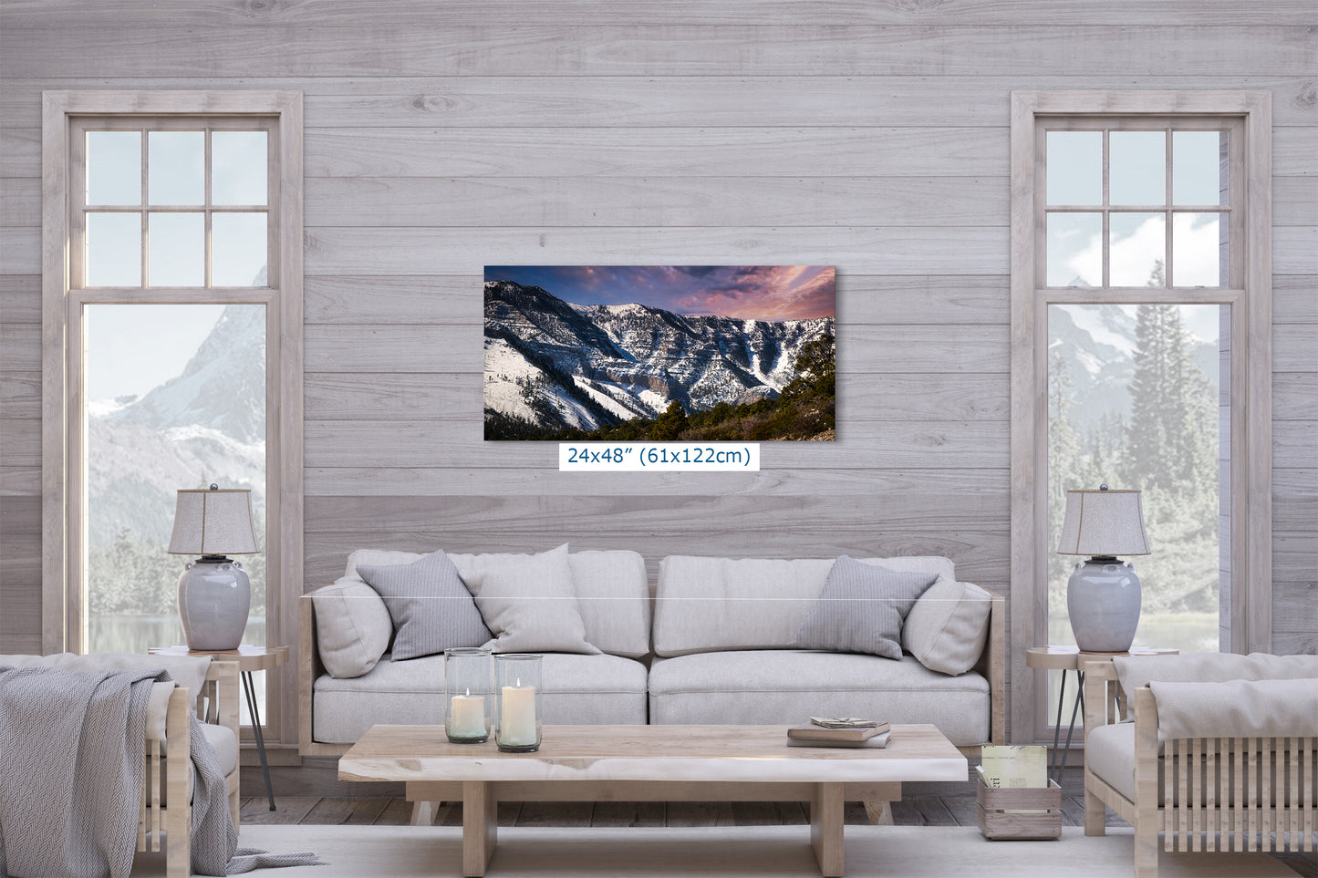 Mt Charleston Nevada Mountain Picture, Snowy Scenery Nature Photo Relaxation Artwork, Winter Landscape for Office, Dorm, Bohemian Decor