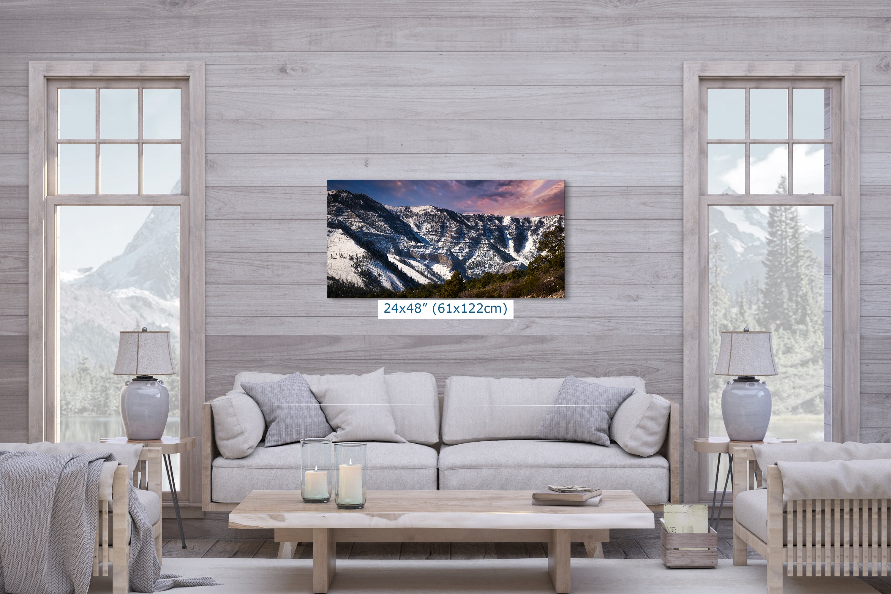 Mt Charleston Nevada Mountain Picture, Snowy Scenery Nature Photo Relaxation Artwork, Winter Landscape for Office, Dorm, Bohemian Decor