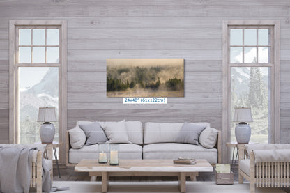 Foggy Forest Picture Forest Bathing Nature Photo, Yellowstone Misty Trees Wall Art, Cabin Decor, Canvas, Paper, Metal Prints