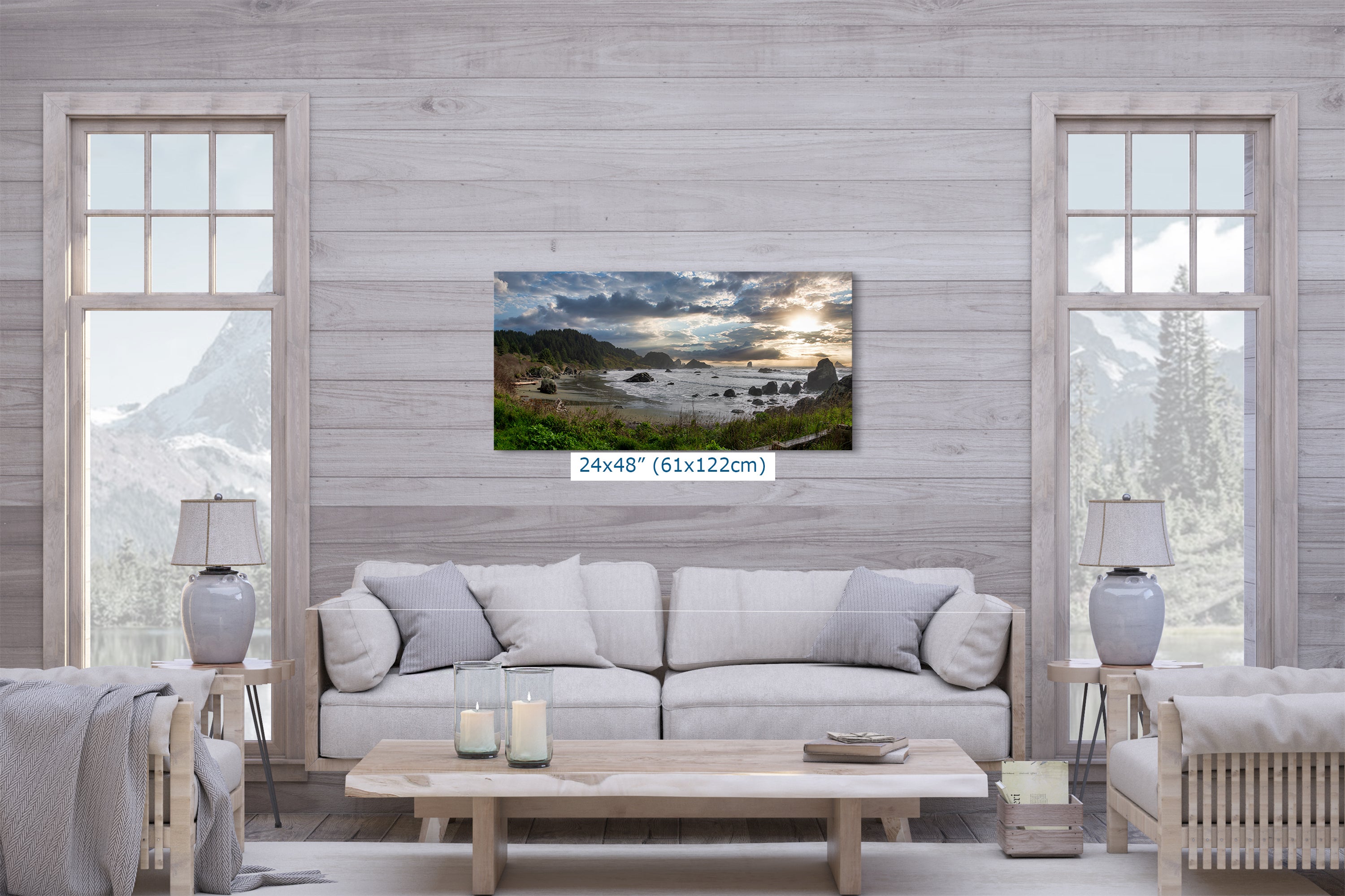 Lone Ranch Beach Oregon Coast Ocean Picture, Panorama Pacific Northwest Nature Photo Relaxation Artwork for Meditation, Apartment, Office & House Decor
