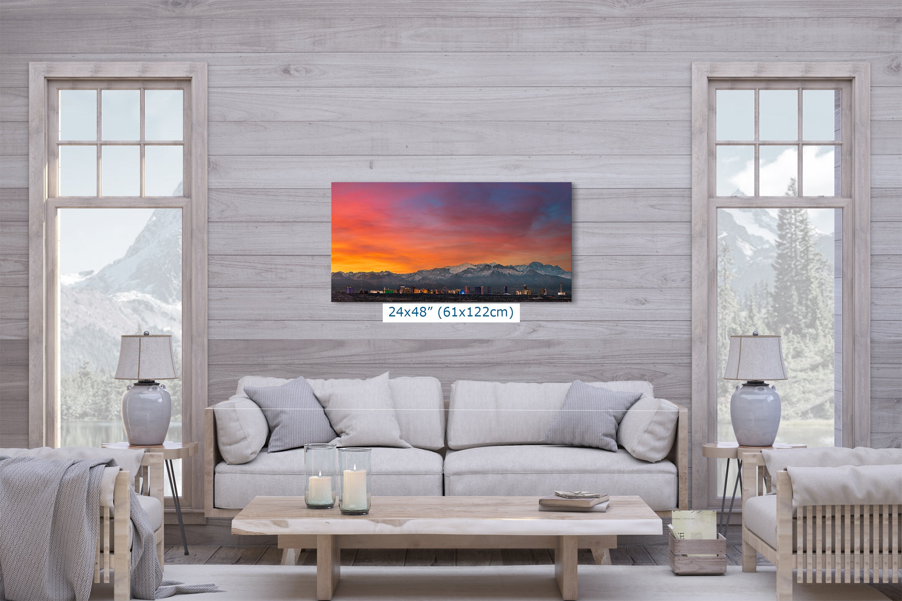 Las Vegas Nevada Panorama Photo Skyline Art Print House Decor, Desert Sunset Wall Art, on Premium Paper, Aluminum Metal, or Canvas