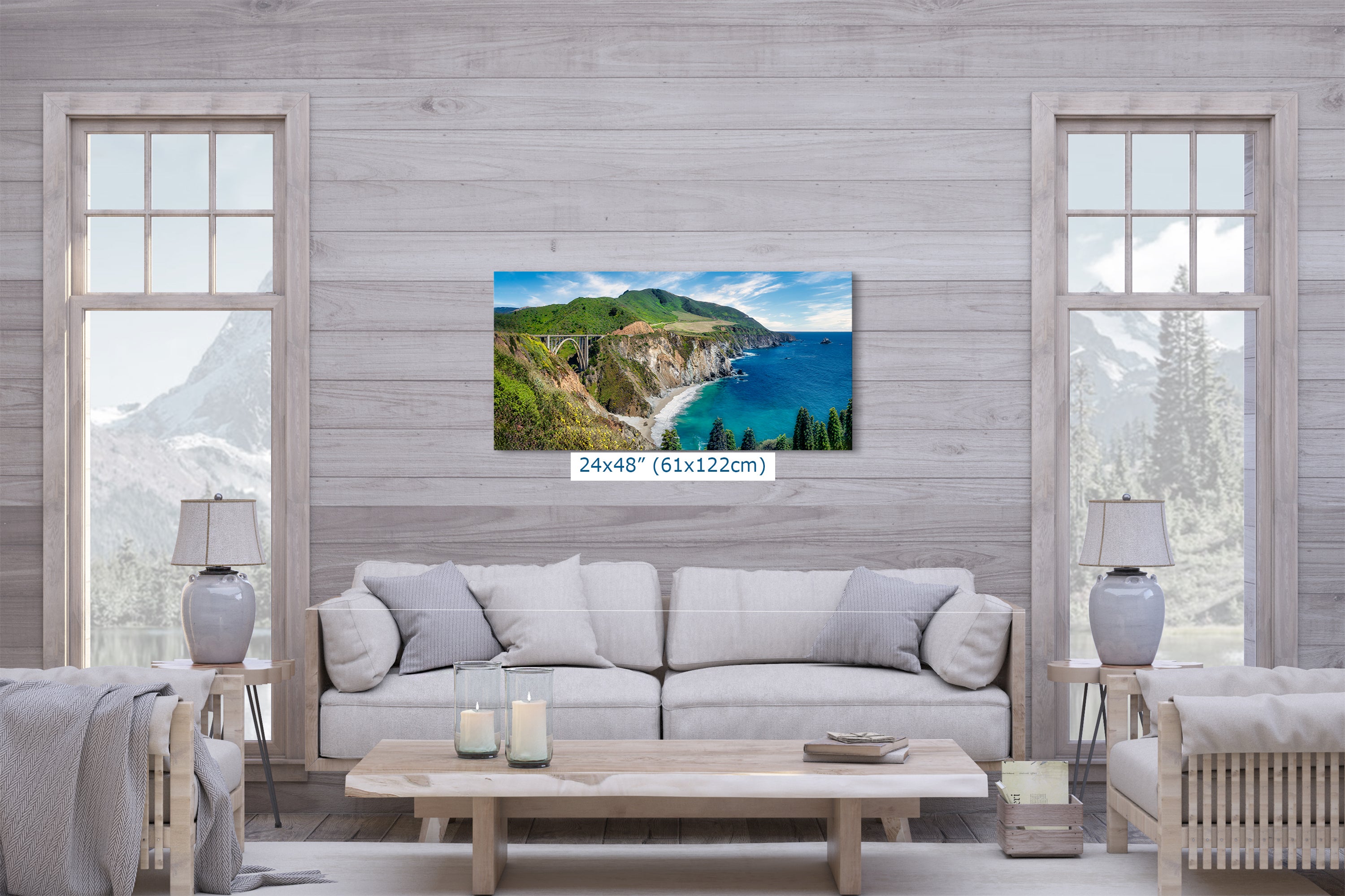 Bixby Bridge Ocean Picture, Big Sur California Coastline Nature Photo Panorama