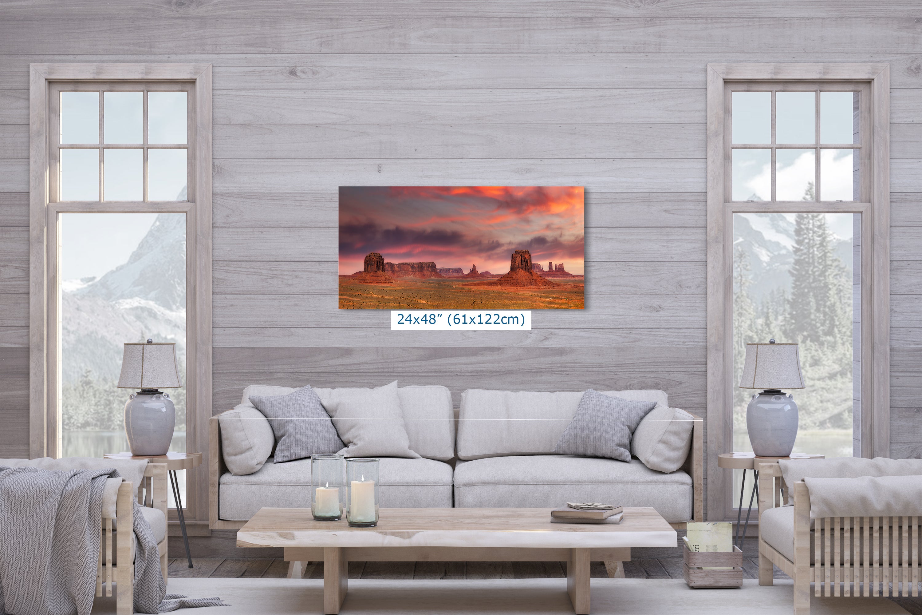 Monument Valley Arizona Desert Picture Nature Photo Panorama, Bohemian Style Relaxation Artwork for Meditation, Apartment, Office & House Decor
