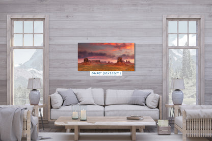 Monument Valley Arizona Desert Picture Nature Photo Panorama, Bohemian Style Relaxation Artwork for Meditation, Apartment, Office & House Decor