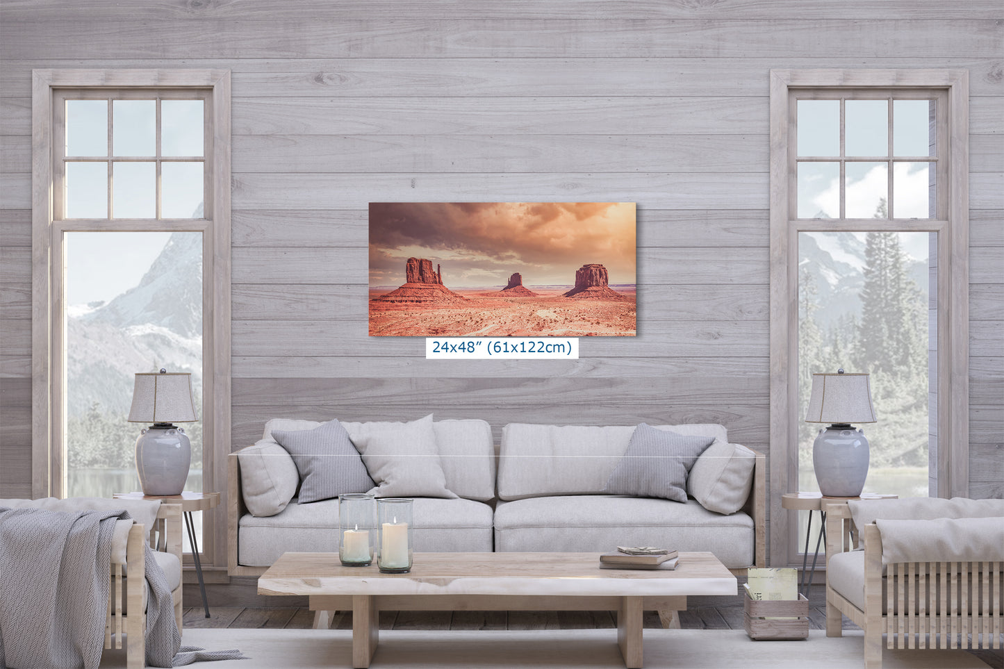 Monument Valley Panorama Arizona Desert Picture Nature Photo, Bohemian Style Relaxation Artwork for Meditation, Apartment, Office & House Decor