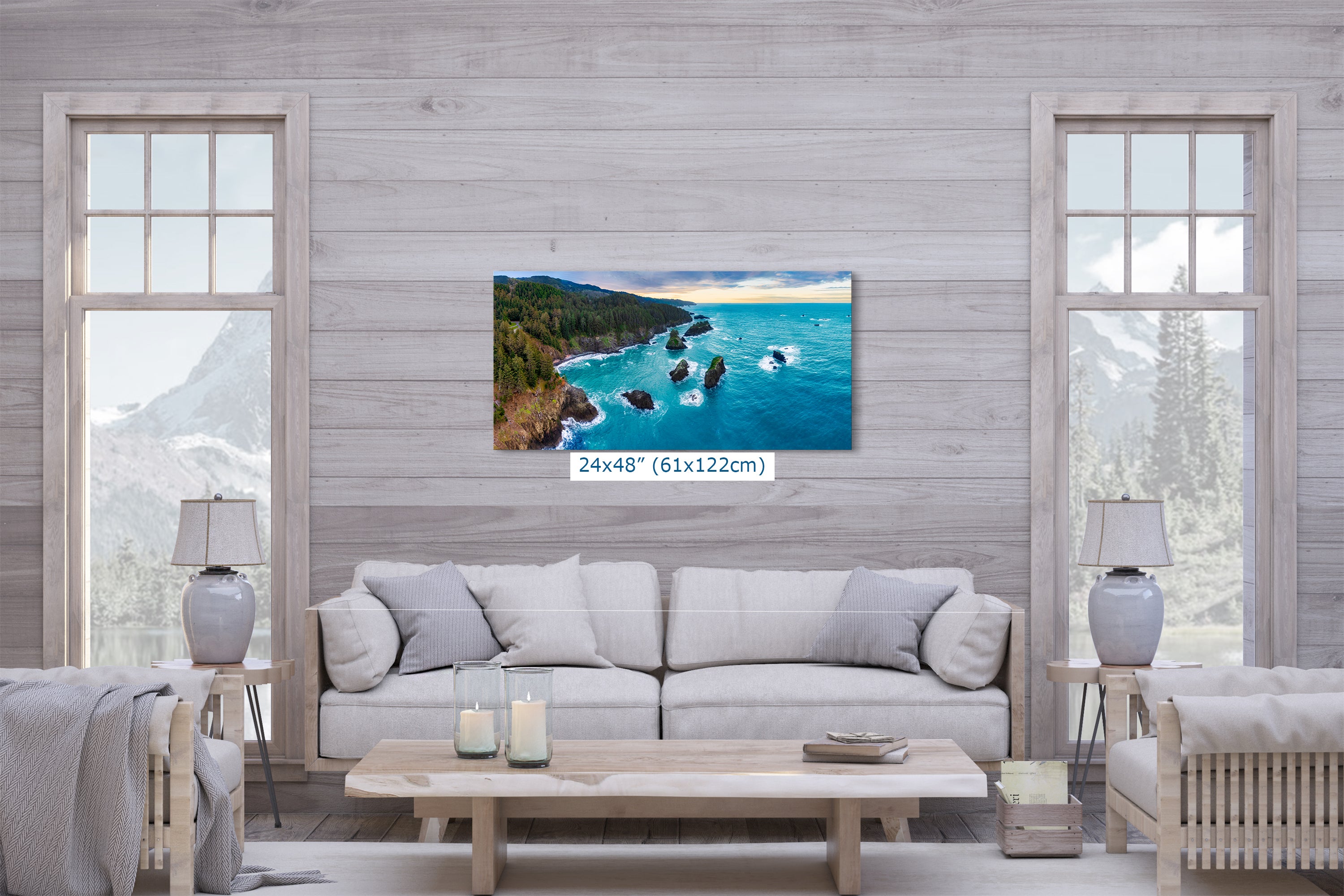 Aerial Oregon Coast Ocean Picture Panorama, Pacific Northwest Nature Photo