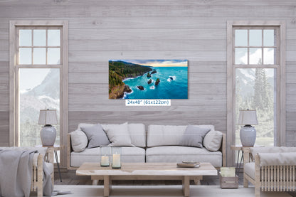 Aerial Oregon Coast Ocean Picture Panorama, Pacific Northwest Nature Photo