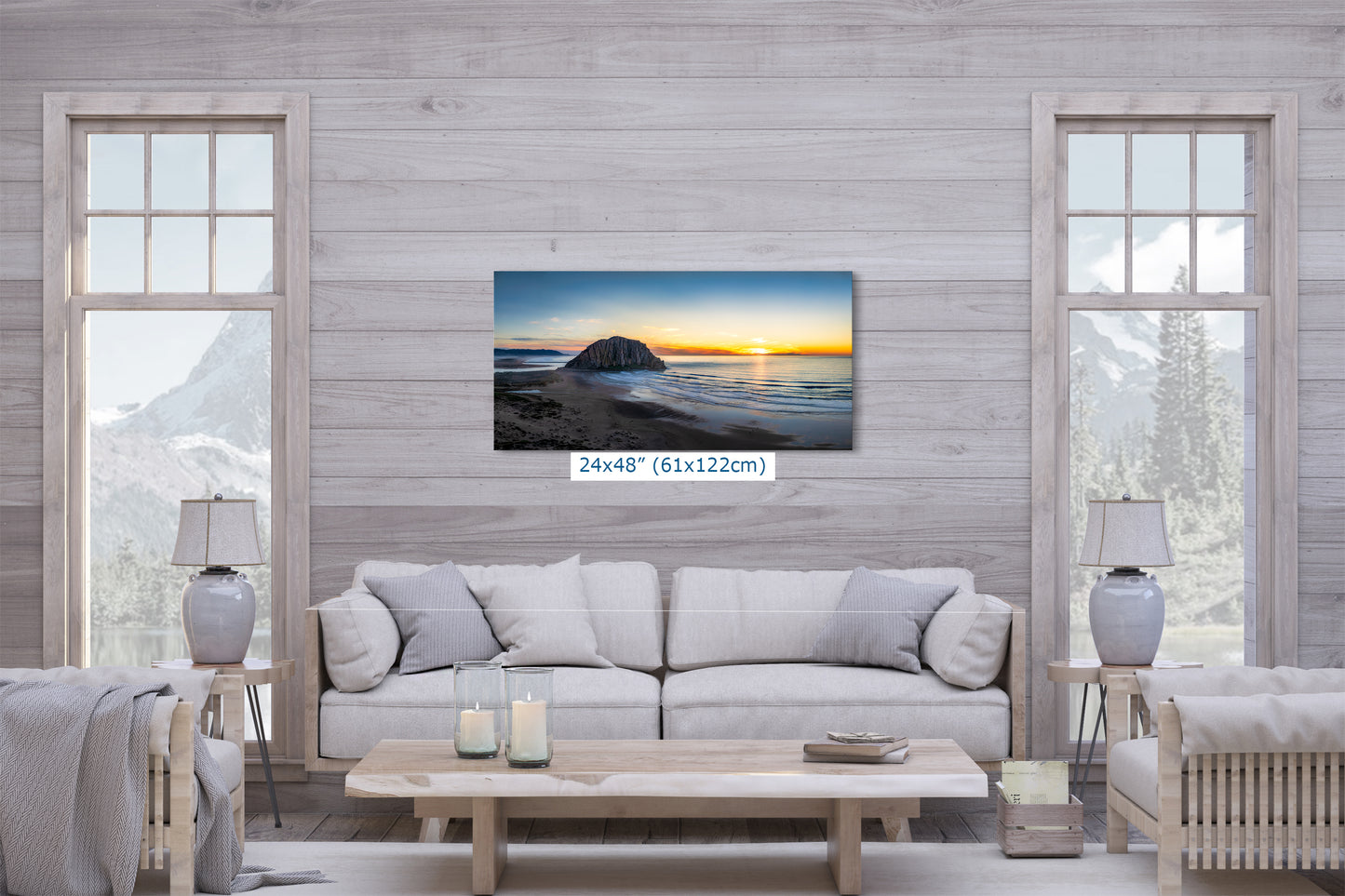 Morro Bay California Coastline Ocean Picture Nature Photo Panorama, Morro Rock Coastal Relaxation Artwork, Dorm Room, Office & House Decor