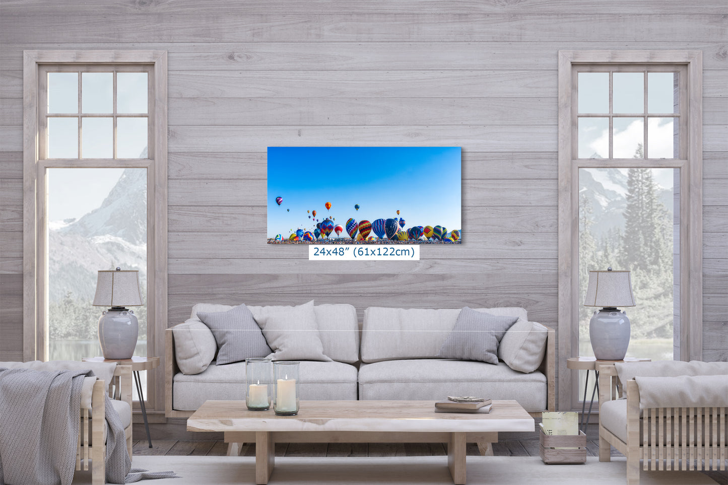 Hot Air Balloon Festival Mass Ascension Panorama Photo, Albuquerque New Mexico Balloon Fiesta Wall Art, Office, Cubicle & House Decor