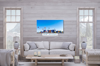 Hot Air Balloon Festival Mass Ascension Panorama Photo, Albuquerque New Mexico Balloon Fiesta Wall Art, Office, Cubicle & House Decor