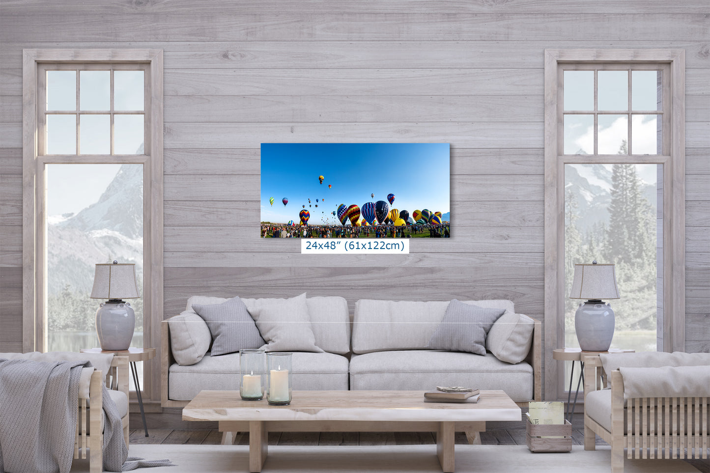 Hot Air Balloon Festival Mass Ascension Panorama Photo | Albuquerque New Mexico Balloon Fiesta Wall Art | Office, Cubicle & House Decor