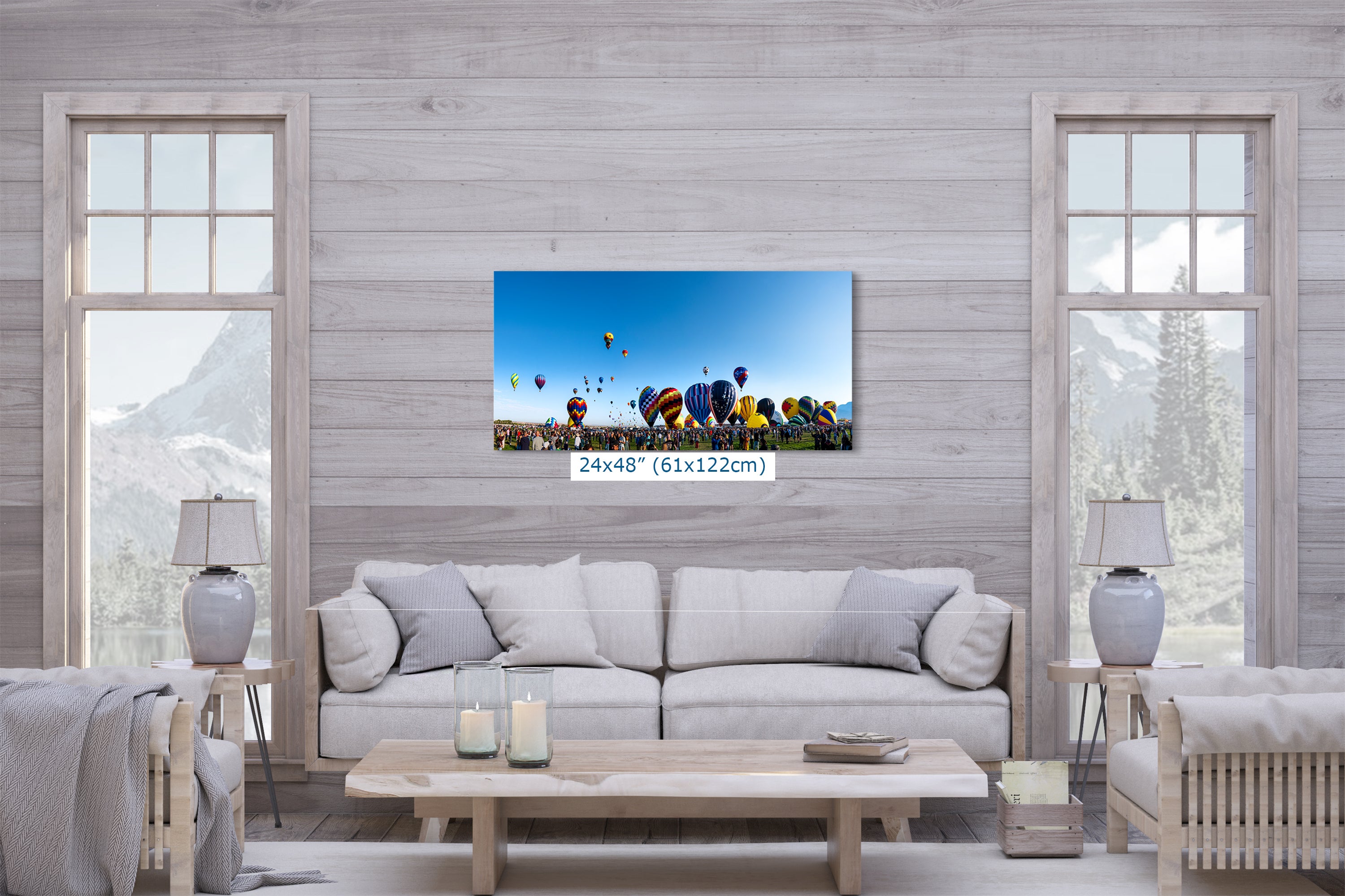 Hot Air Balloon Festival Mass Ascension Panorama Photo | Albuquerque New Mexico Balloon Fiesta Wall Art | Office, Cubicle & House Decor