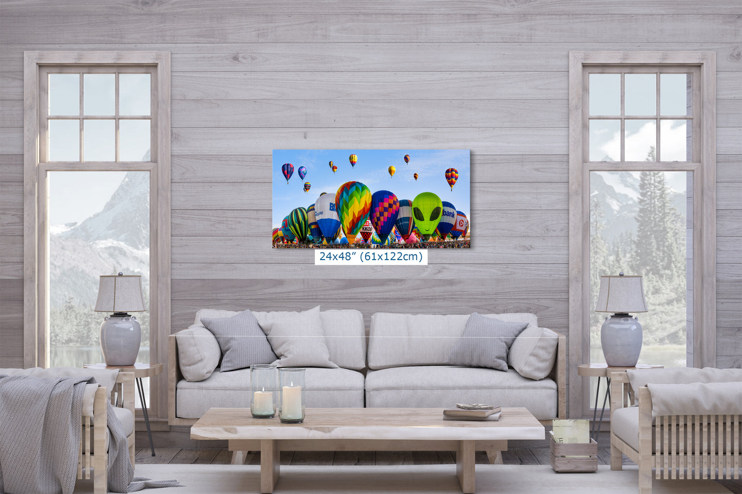 Hot Air Balloon Festival Mass Ascension Panorama Photo Lift Off | Albuquerque New Mexico Balloon Fiesta Wall Art | Office, Cubicle & House Decor
