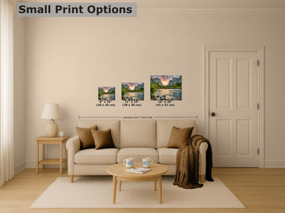 Yosemite National Park Mountain Picture Nature Photo Relaxation Artwork with El Capitan, Bridalveil Falls for Mediation & House Decor
