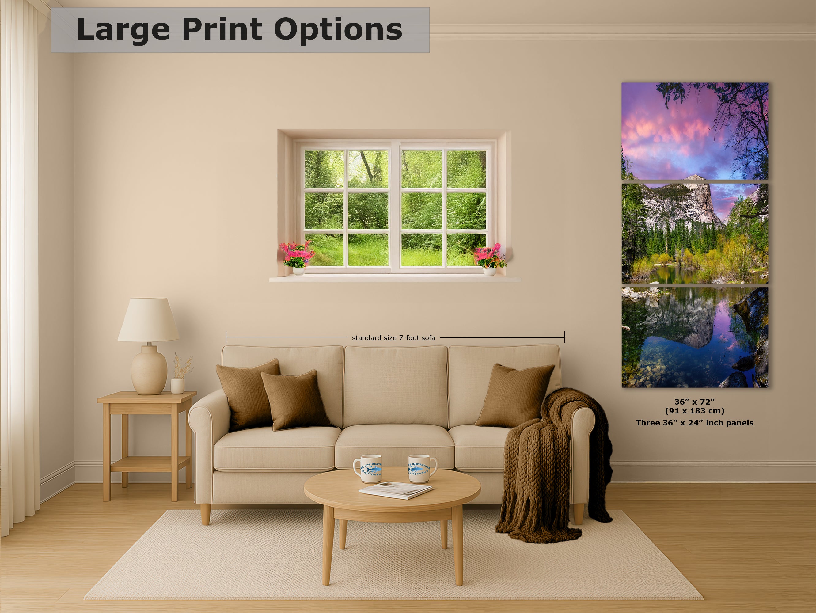 Mirror Lake Yosemite National Park Mountain Picture Nature Photo Relaxation Artwork of Mt. Watkins for Meditation, Office, and House Decor