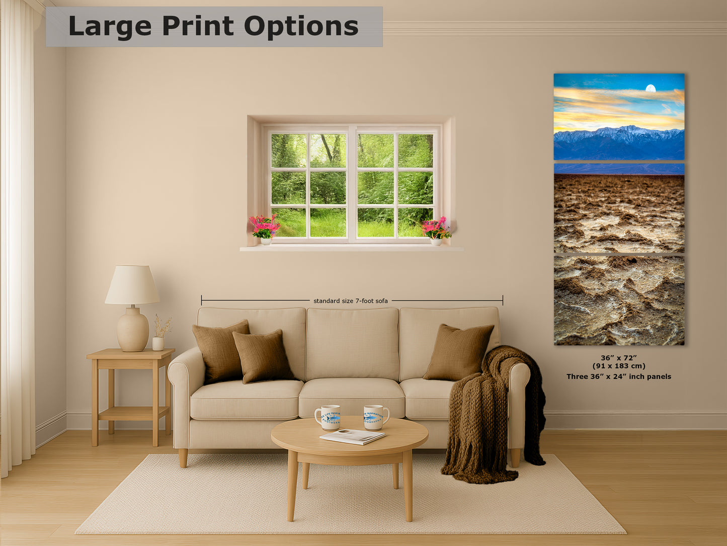 Death Valley National Park California Desert Picture Nature Photo, Badwater Basin Salt Flats and Telescope Peak Sunset Photo for House Decor