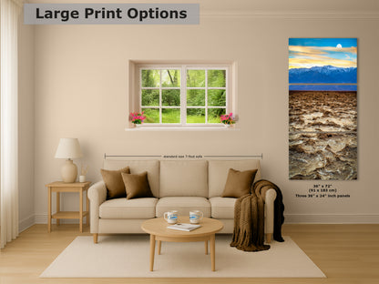 Death Valley National Park California Desert Picture Nature Photo, Badwater Basin Salt Flats and Telescope Peak Sunset Photo for House Decor