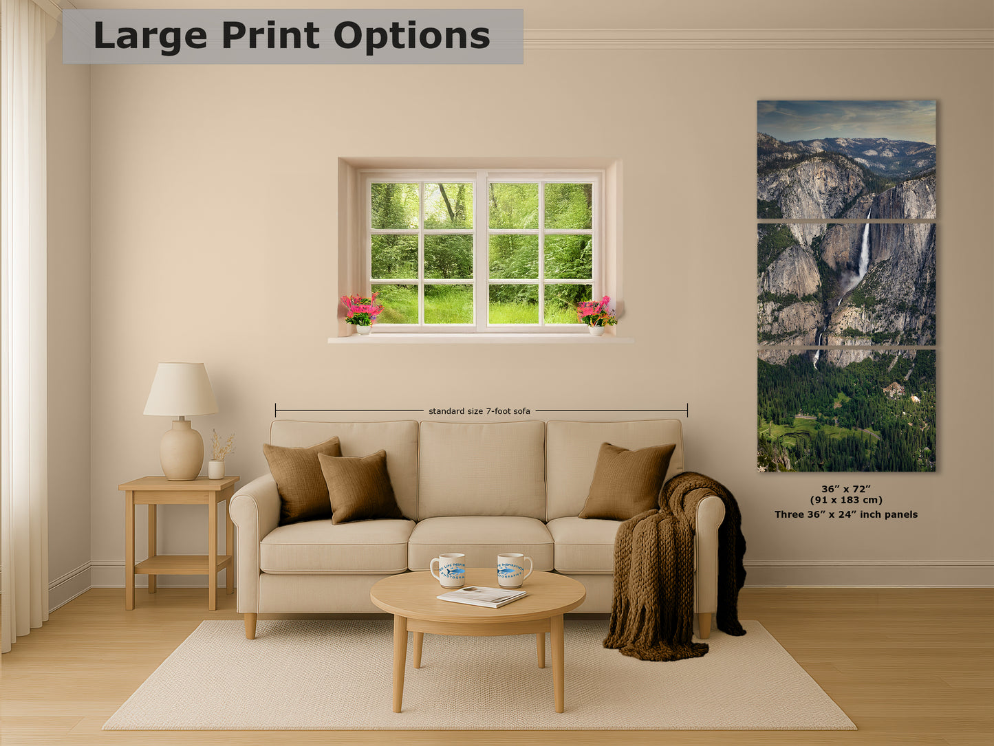 Yosemite Falls Glacier Point National Park Nature Photo Relaxation Artwork for Meditation, Office, Dorm, Apartment, and House Decor