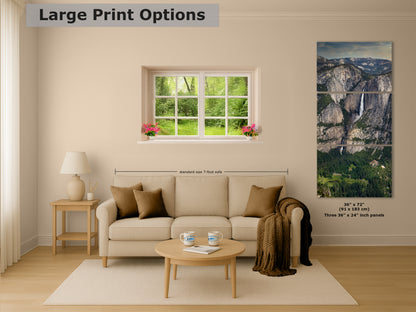 Yosemite Falls Glacier Point National Park Nature Photo Relaxation Artwork for Meditation, Office, Dorm, Apartment, and House Decor