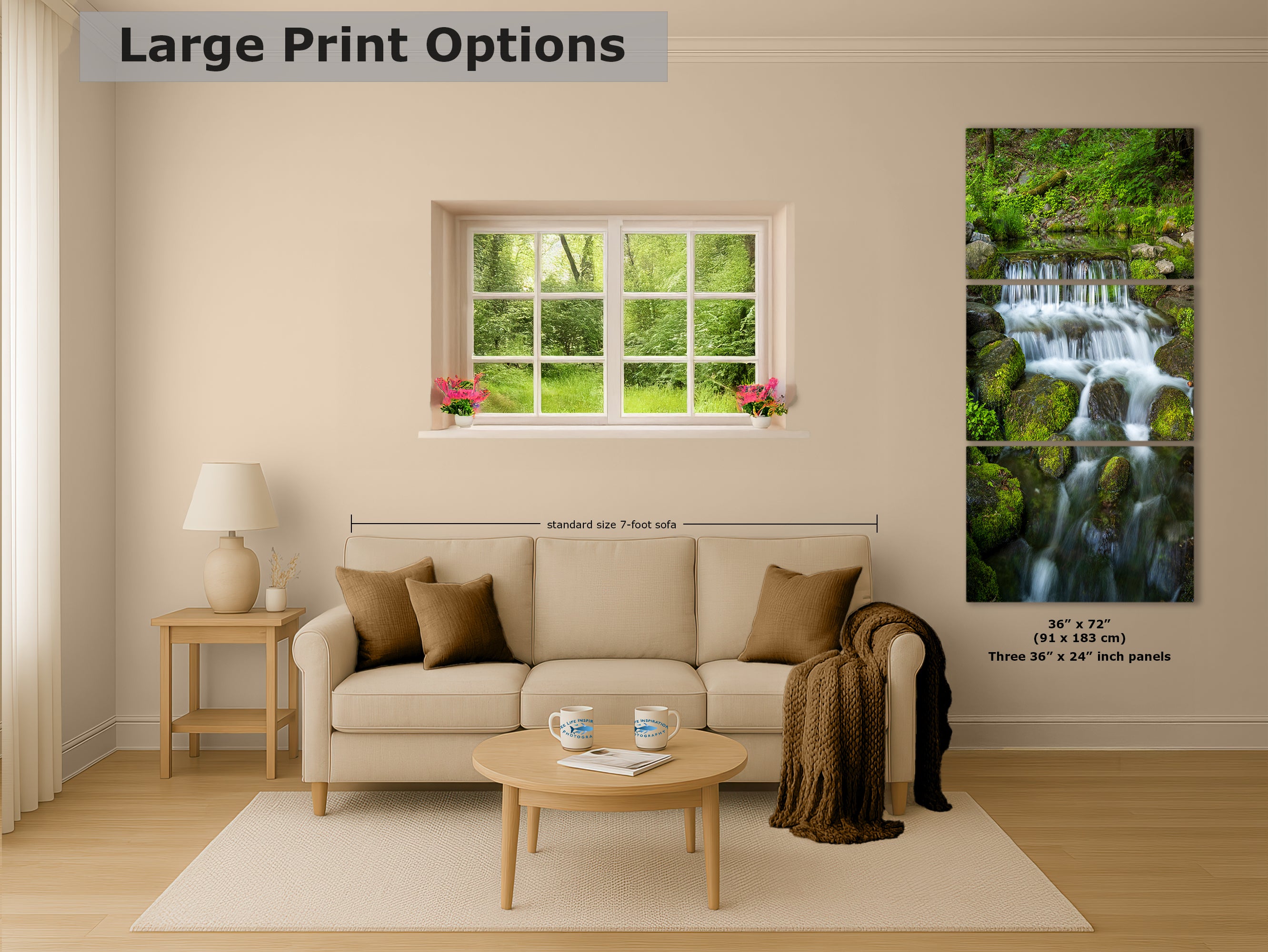 Yosemite National Park Waterfall Picture Nature Photo Relaxation Artwork for Meditation, Office, Apartment, and House Decor