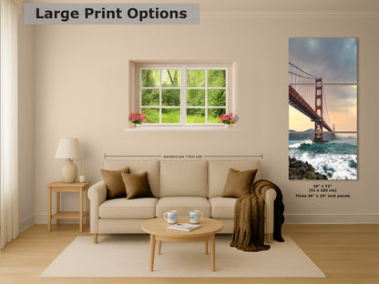 San Francisco Golden Gate Bridge Picture - California Coastline Giant Canvas Print for House Decor & Housewarming