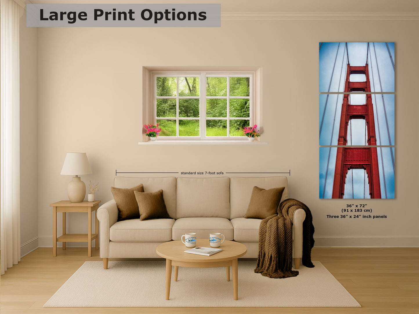 San Francisco Golden Gate Bridge Picture | Towering Canvas Wall Art | California Coastline Photography | Office, Dorm, or Home Decor