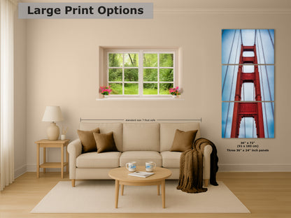 San Francisco Golden Gate Bridge Picture | Towering Canvas Wall Art | California Coastline Photography | Office, Dorm, or Home Decor