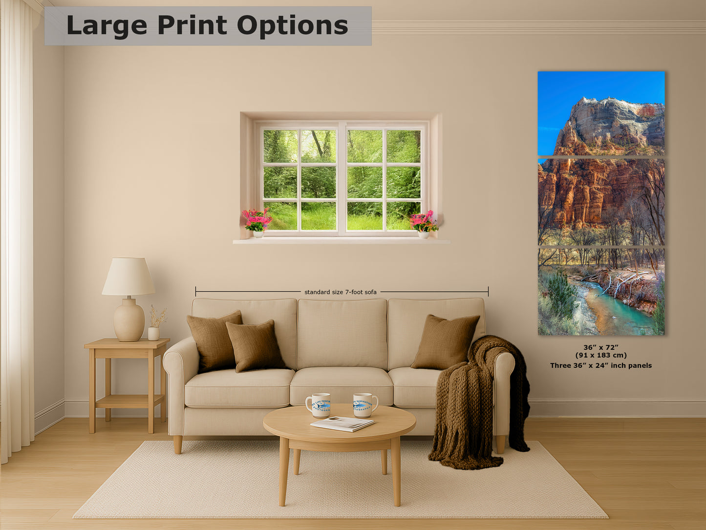 Zion National Park Southern Utah Desert Picture, Southwestern Wall Art, Relaxation Artwork Nature Photo for House Decor