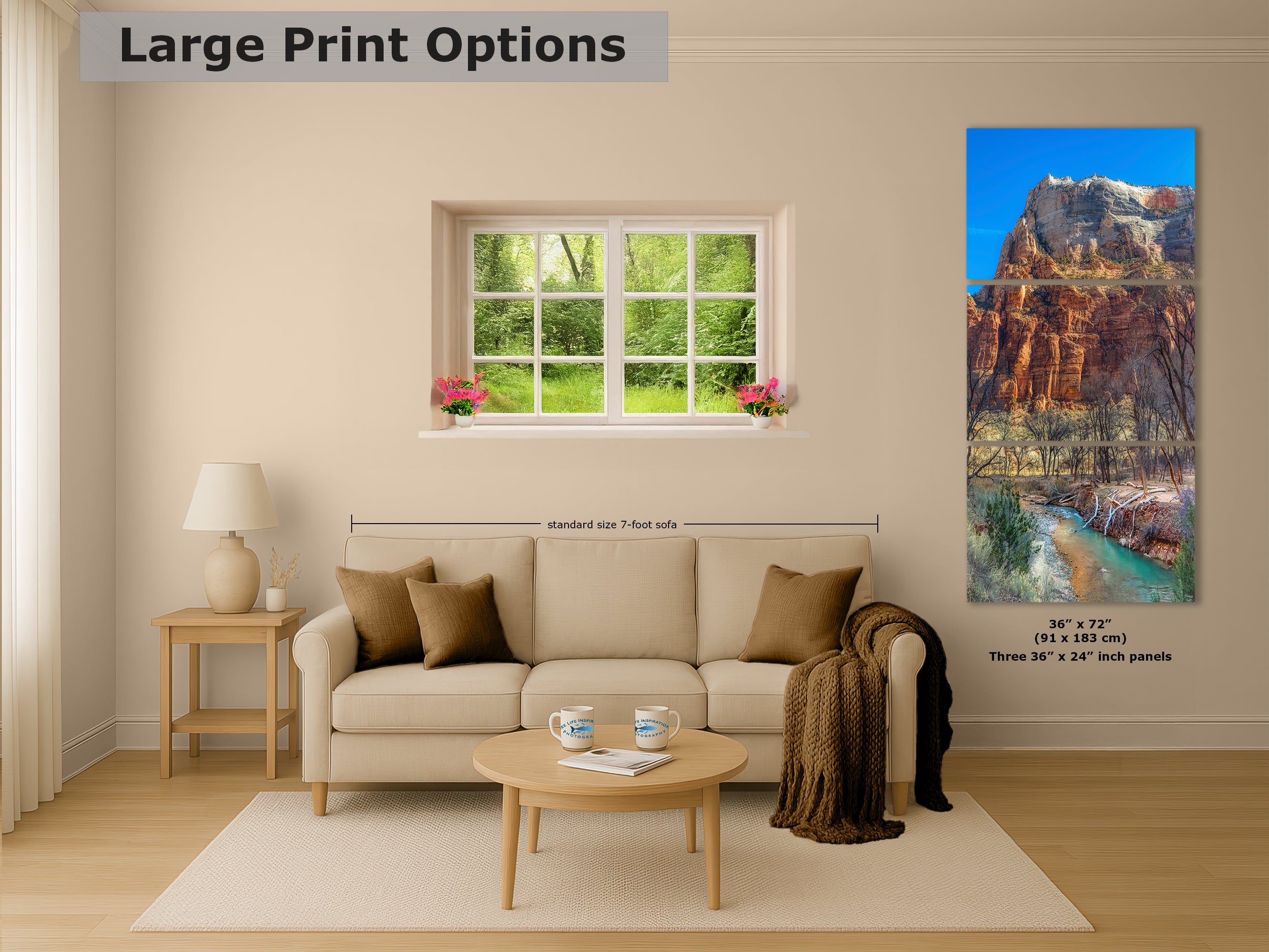 Zion National Park Southern Utah Desert Picture, Southwestern Wall Art, Relaxation Artwork Nature Photo for House Decor