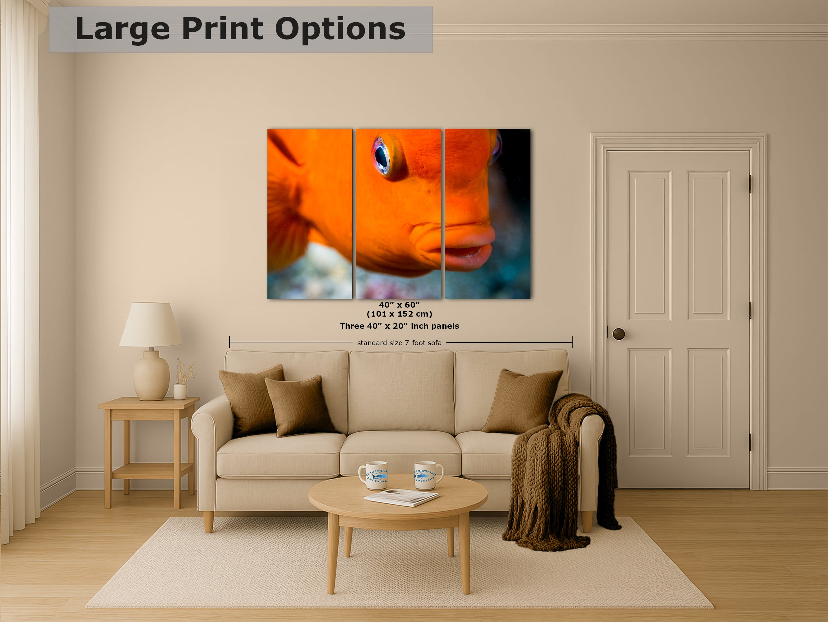 Garibaldi Fish Marine Biology Ocean Life, Underwater Scenery Nature Photo, California Marine Inhabitant, Nature Decor, Relaxation Artwork