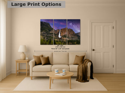 Yosemite National Park Waterfall Picture Nature Photo Relaxation Artwork, Yosemite Falls for Meditation, Office, Apartment, and House Decor