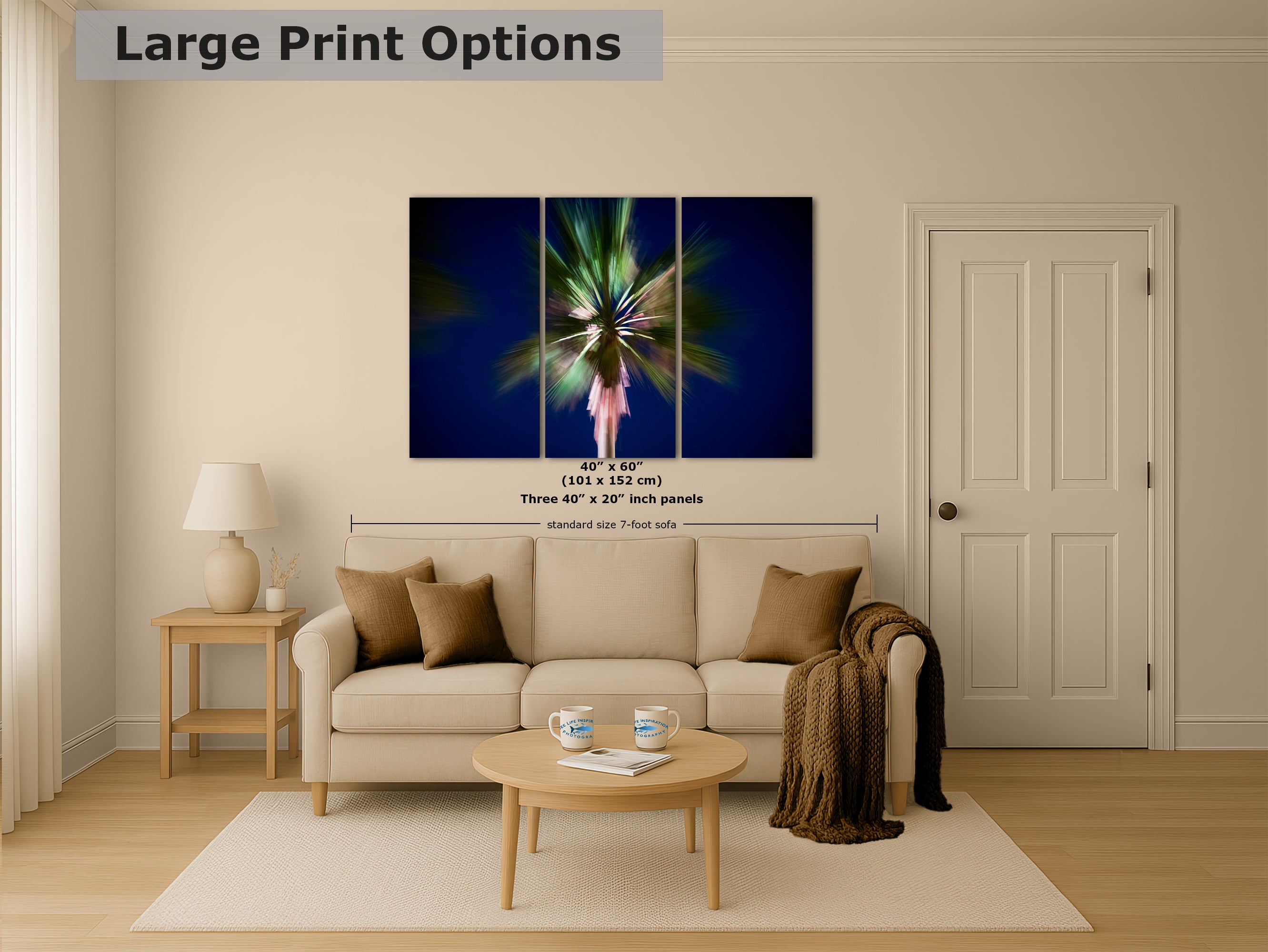 Palm Tree Forest Picture Impressionist Art Nature Photo Relaxation Artwork | Bohemian Style for Meditation, Office, & House Decor