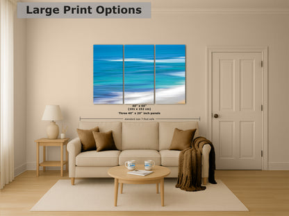 Bright Beach Waves Ocean Picture Impressionist Art Nature Photo, Relaxation Artwork for Coastal Meditation, Office, and House Decor