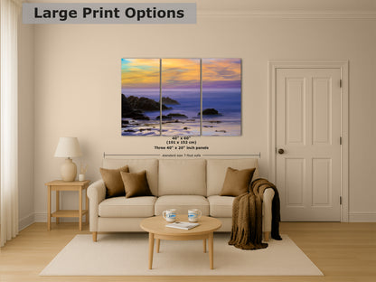 Pfeiffer Beach Sunset, Big Sur California Coastline Ocean Picture Nature Photo of Keyhole Arch, Relaxation Artwork, Meditation, Office House Decor
