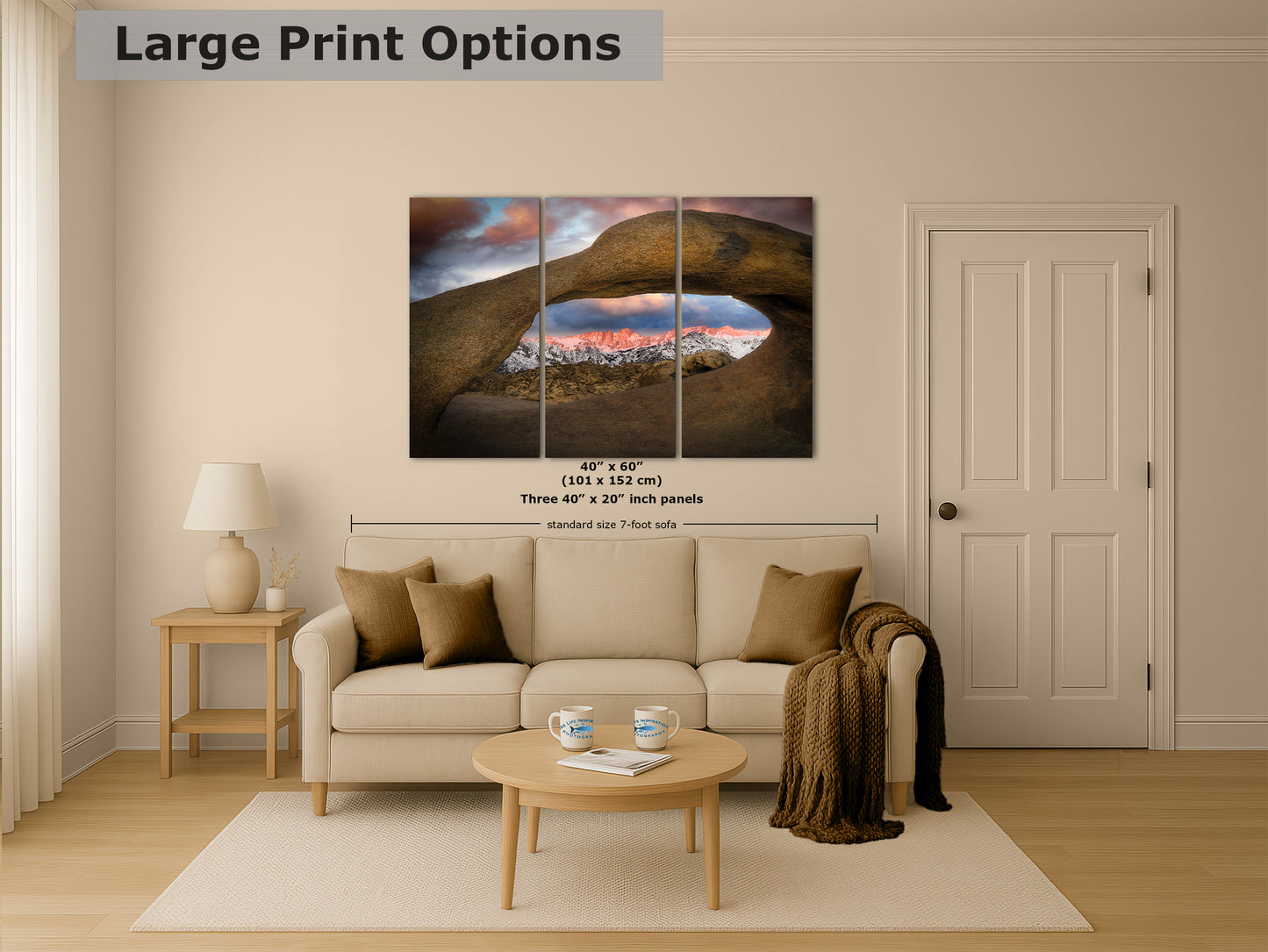 Mount Whitey & Mobius Arch Mountain Picture, Nature Photo from Alabama Hills for Relaxation Art for Meditation, Office, and House Decor