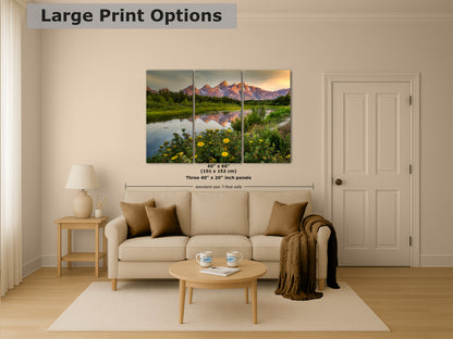 Grand Teton National Park Mountain Picture, Schwabacher Landing Nature Photo for Bohemian Decor and Meditation Artwork