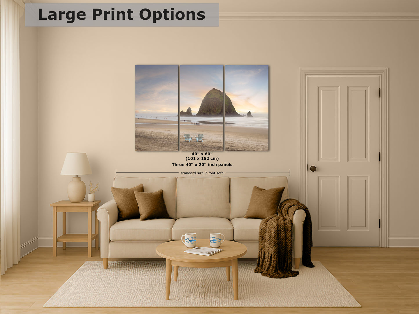 Cannon Beach Oregon Coast Ocean Picture Nature Photo, Haystack Rocks, Coastal Beach House Decor for Ocean Lovers