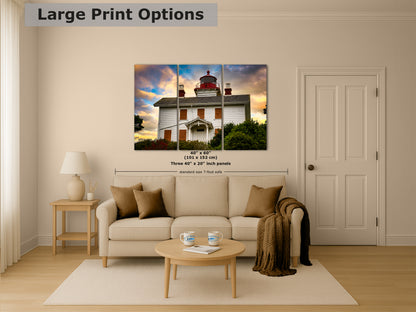 Yaquina Bay Lighthouse Picture, Oregon Coast Ocean Picture, Pacific Northwest Beach Photo Wall Art for Office and Relaxation