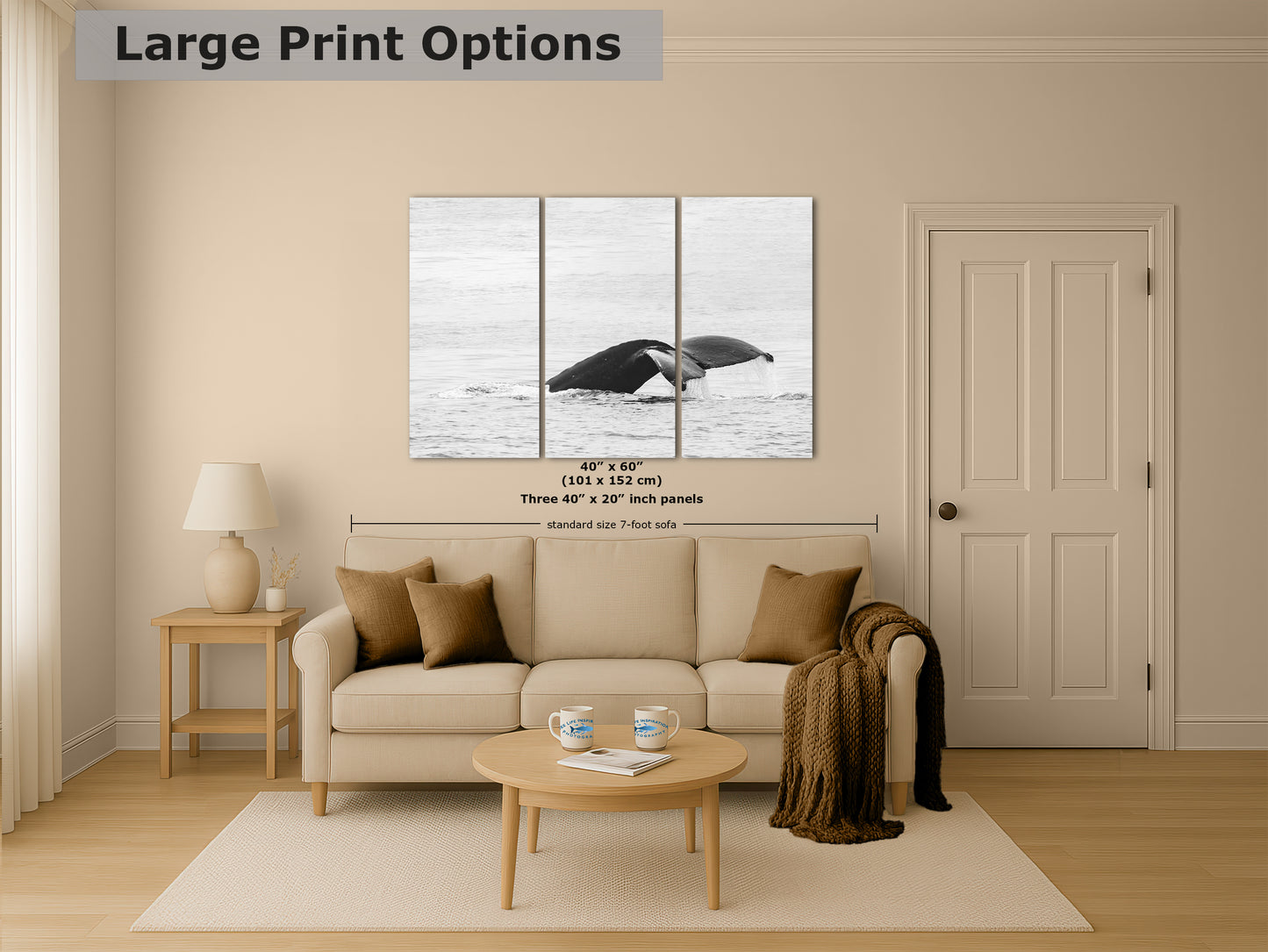 Humpback Whale Marine Mammal Wildlife Photography, Black and White, Monterey Bay Ocean Scene Art Print for Nature Lovers and Marine Conservation Decor