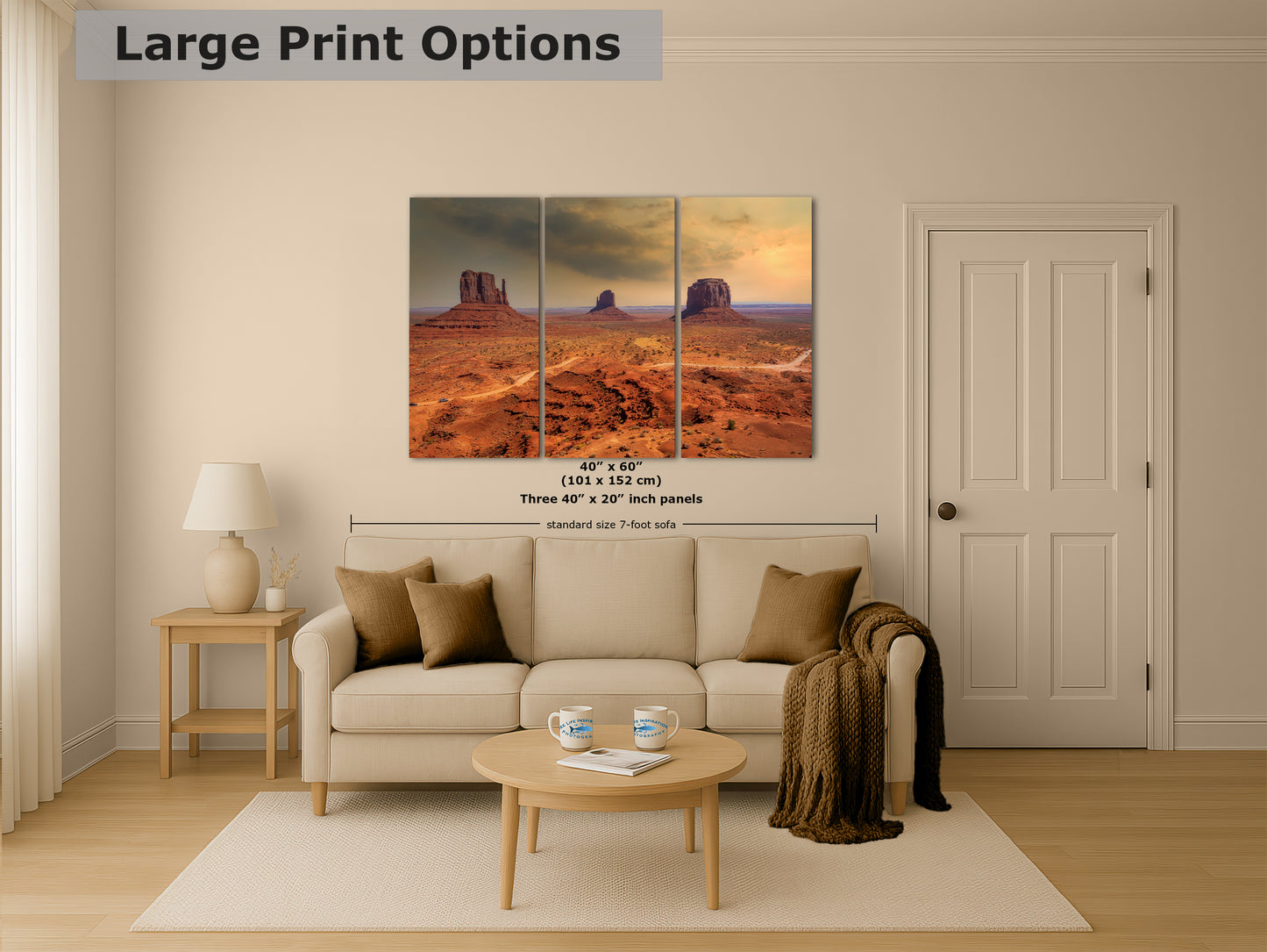 Monument Valley Arizona Desert Picture Stormy Nature Photo, Bohemian Style Relaxation Artwork for Meditation, Apartment, Office & House Decor