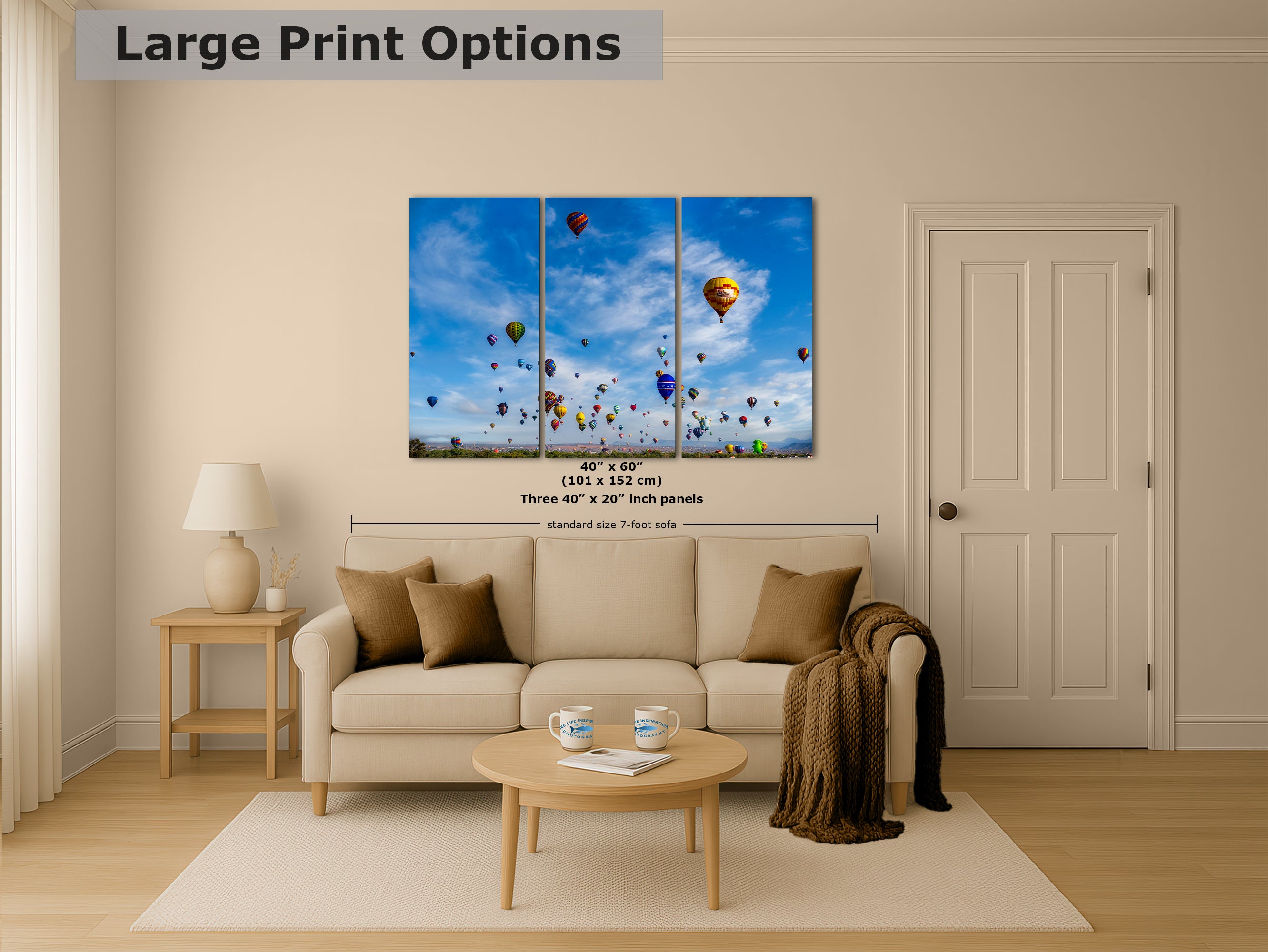 Hot Air Balloon Festival Mass Ascension | Albuquerque New Mexico Balloon Fiesta Wall Art Panorama | Office, Cubicle & House Decor