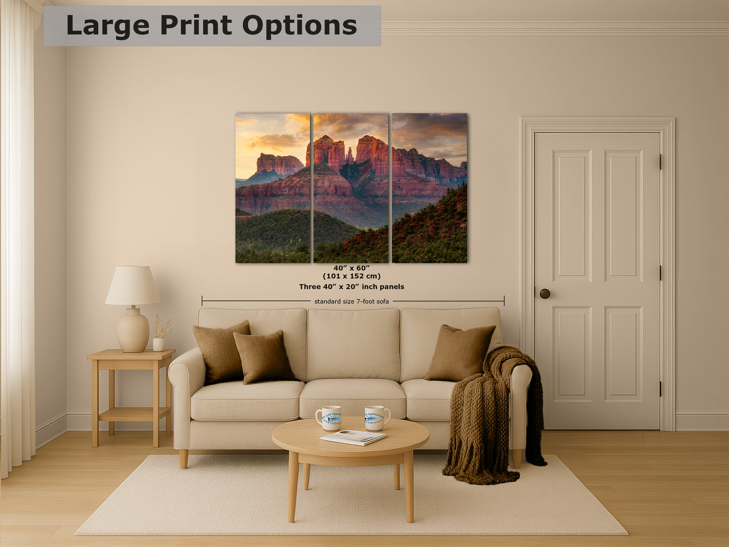 Cathedral Rock, Moody Sedona Arizona Desert Picture Nature Photo Relaxation Artwork for Meditation, Office, and House Decor