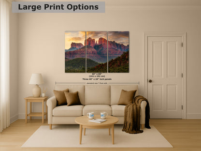 Cathedral Rock, Moody Sedona Arizona Desert Picture Nature Photo Relaxation Artwork for Meditation, Office, and House Decor