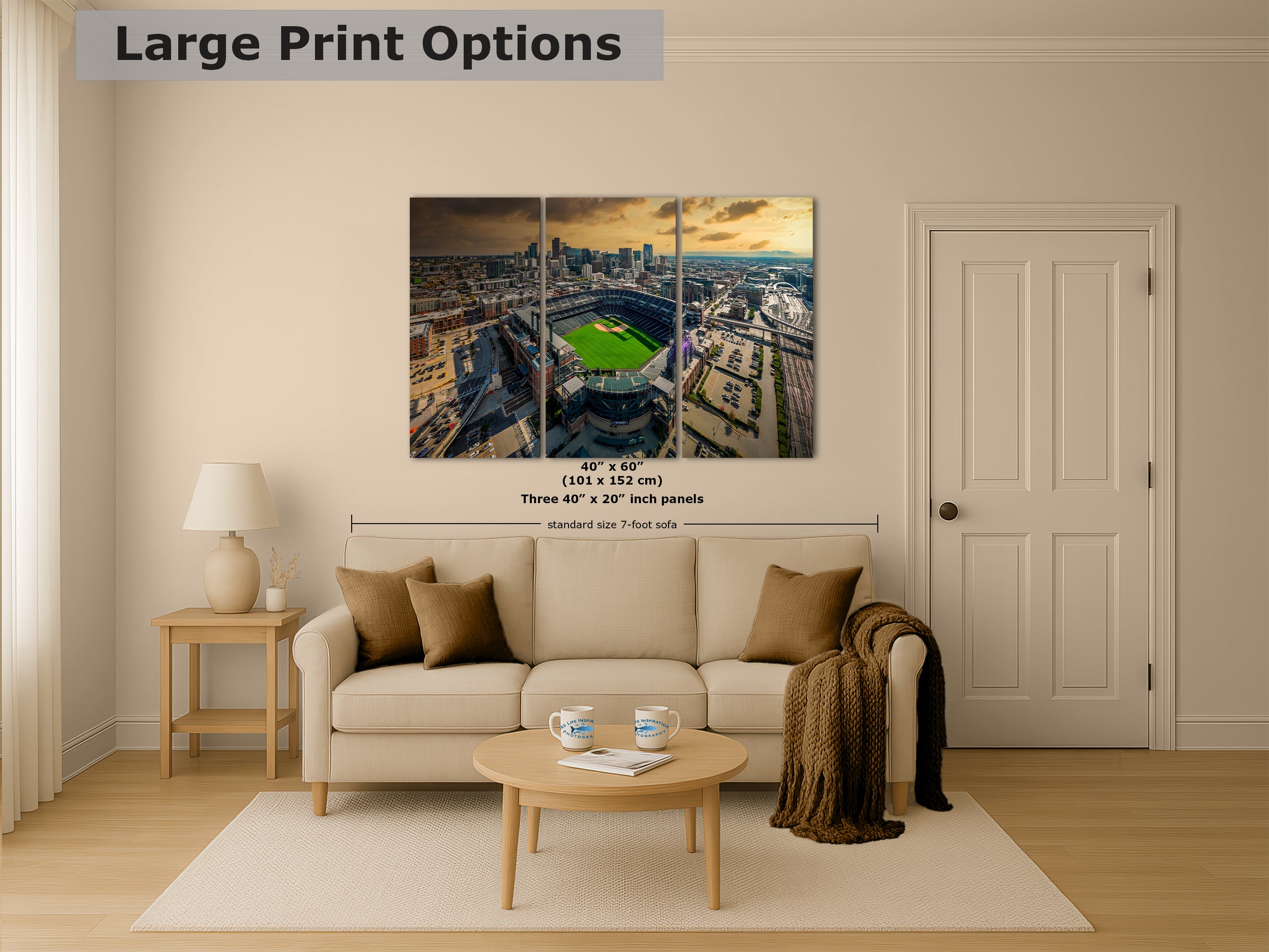 Colorado Rockies Baseball Stadium, Coors Field Denver Colorado Skyline Print for Man Cave Decor & Sports Fans